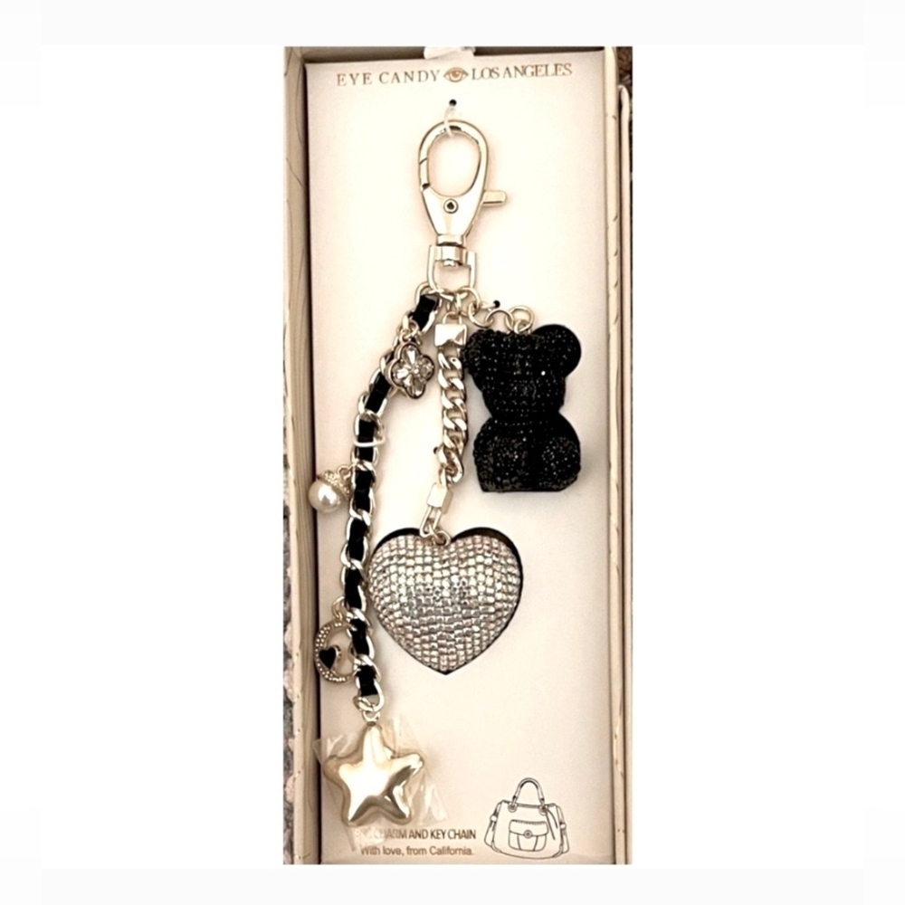🖤▪️ EyeCandy▪️ LA Gorgeous Rhinestone Bag Charm Key Chain Teddy bear